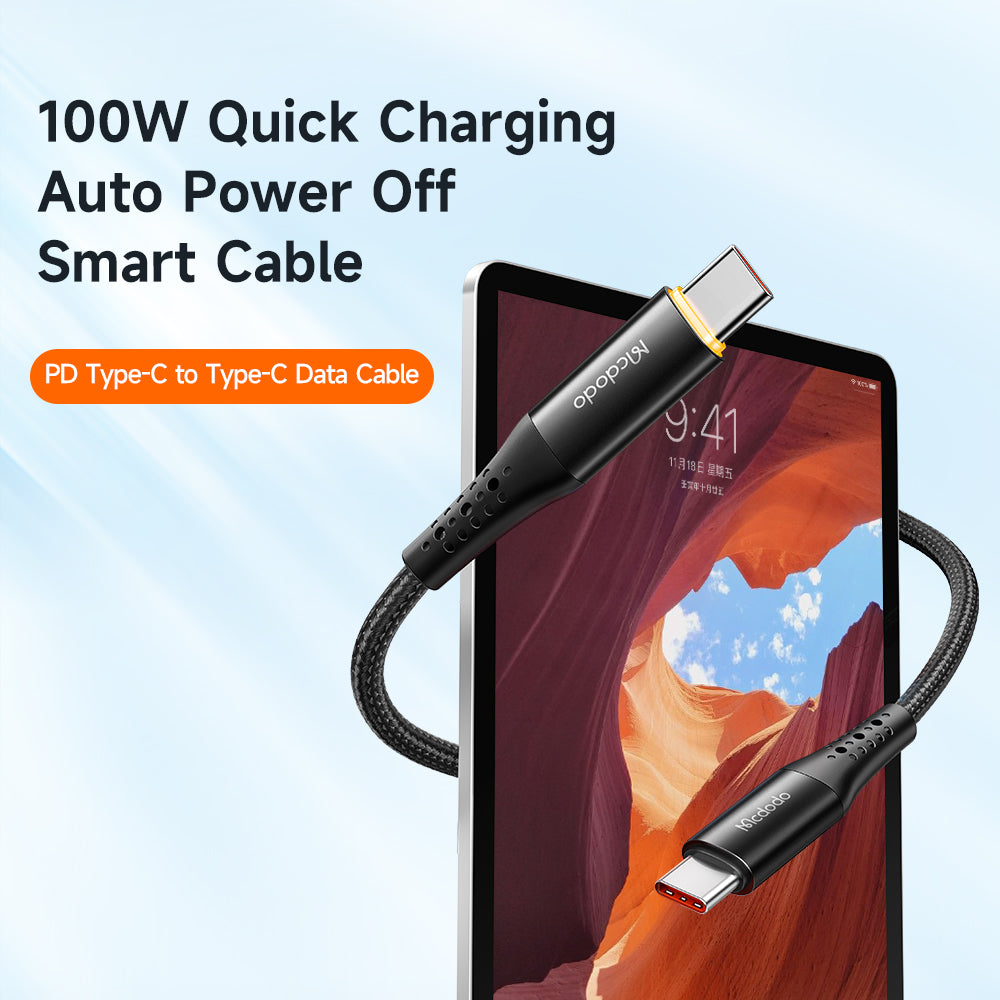 MCDODO CA-3461 1.8m PD Type-C to Type-C Data Cable 100W Quick Charging Auto Power Off Smart Cable MCDODO CA-3461 1.8m PD Type-C to Type-C Data Cable 100W Quick Charging Auto Power Off Smart Cable